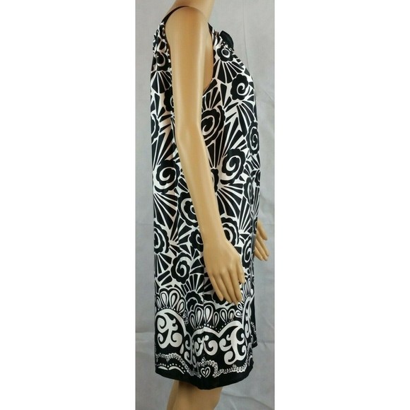 White House Black Market Women (6) 100% Silk Black & White Abstract Floral Dress - Picture 5 of 10